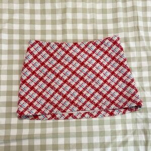 Plaid Red and White Women's Skirt